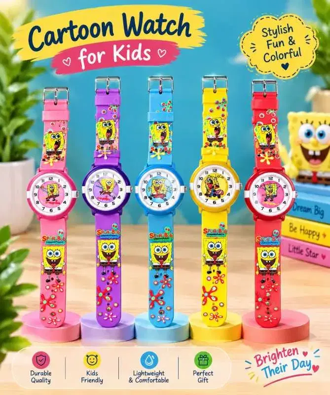 SpongeBob SquarePants Kids' Analog Quartz Watch with Red Jelly Strap For Kids