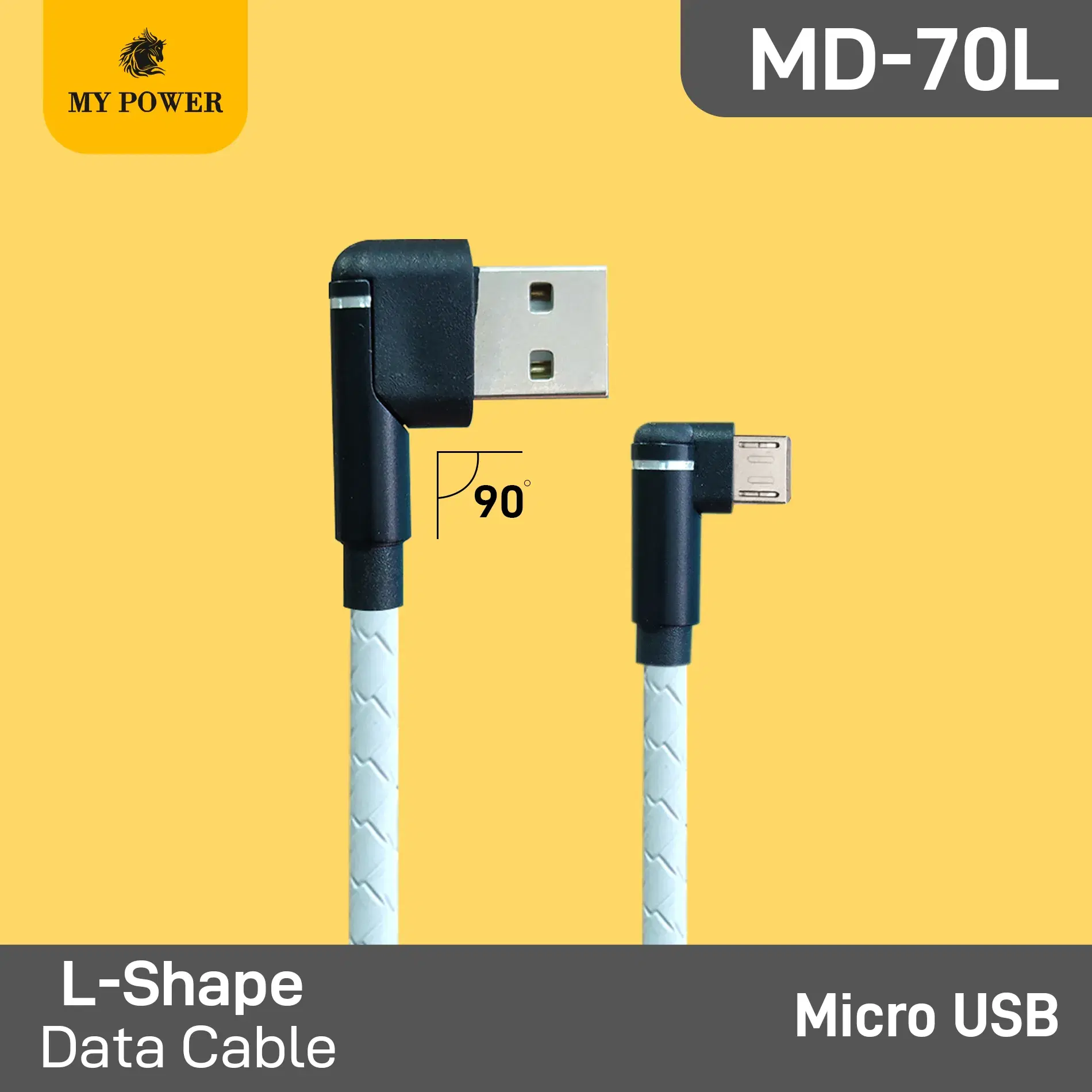 Mypower Data Cable L Shape, MD70L V8 Micro Usb
