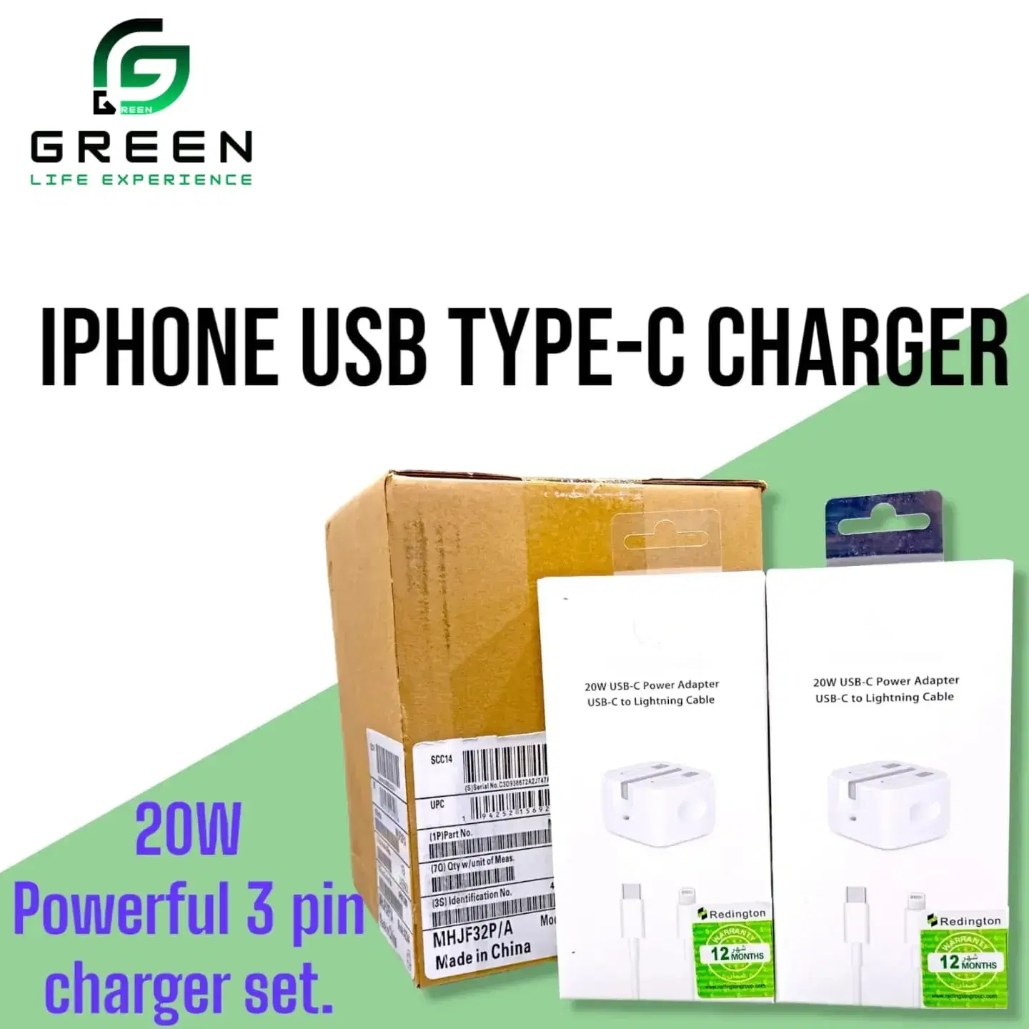 iPhone USB Type C 20 W Powerful Adapter Green Life Experience