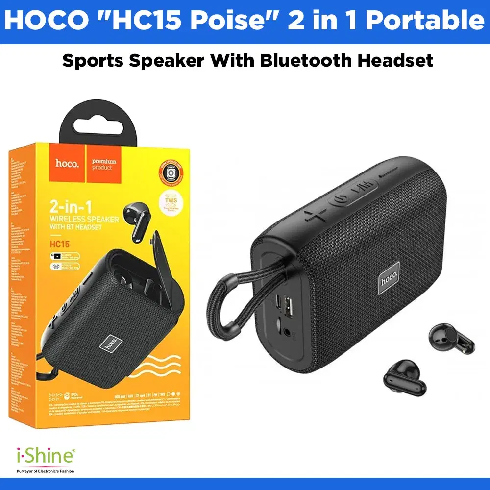 HOCO HC15 Poise 2-in-1 sports speaker with BT headset earbuds