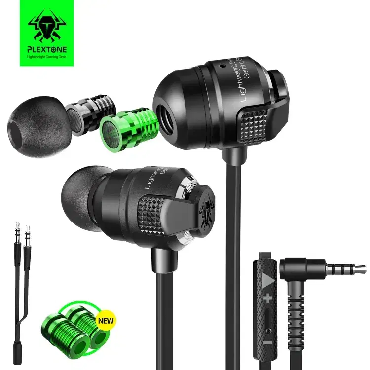 Plextone G23 Super Bass Dual Variable Sound Cell For Replace Gaming Earphone With Mic Stereo for Mobile and PC