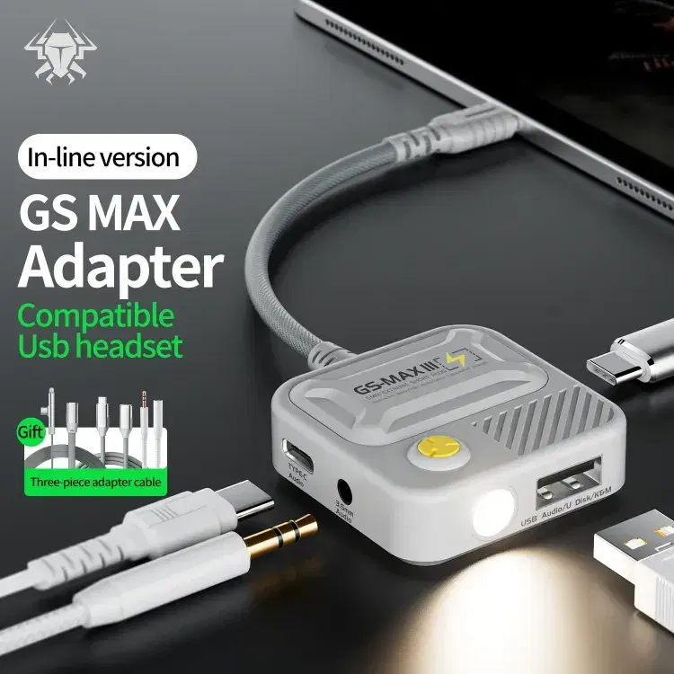 Plextone GSMAX III PD 60W Fast Charging Gaming Adapter USB Port Type C To 3.5mm Adapter Gaming Adapter