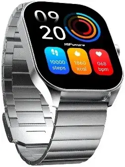 HiFuture Apex Stainless Steel Smart Watch | Wireless Calling | 2.04 Inch Amoled Display | IP68 Water Resistant | 7 Days Battery Life |