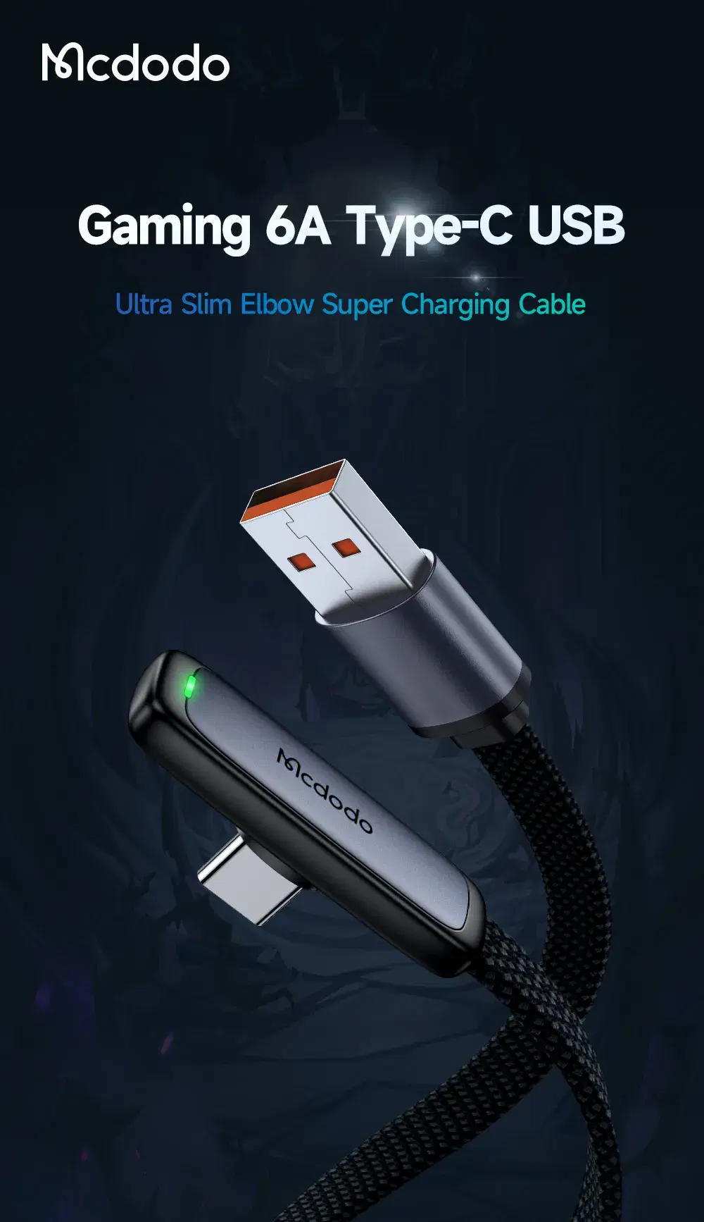 MCDODO .CA-3340 90 Degree Type-C 6A Data Cable 1.2m