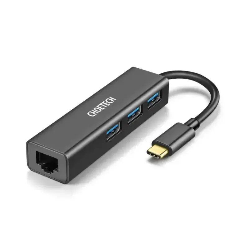 CHOETECH USB-C HUB With Ethernet & USB 3.0 x 3 HUB-U02 LAN Port
