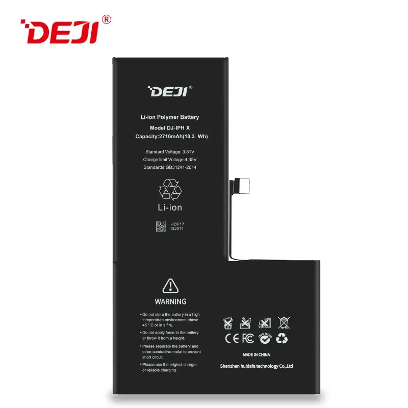 Deji 2716mAh CE FCC Battery For Iphone X 3.82v by Arrows