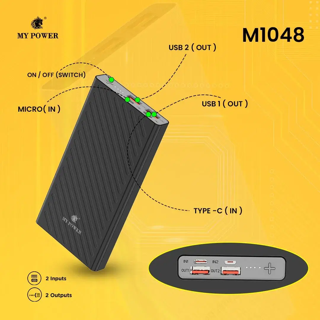 Mypower M1048A 10000mAh, 2.1A Dual USB port Powerbank