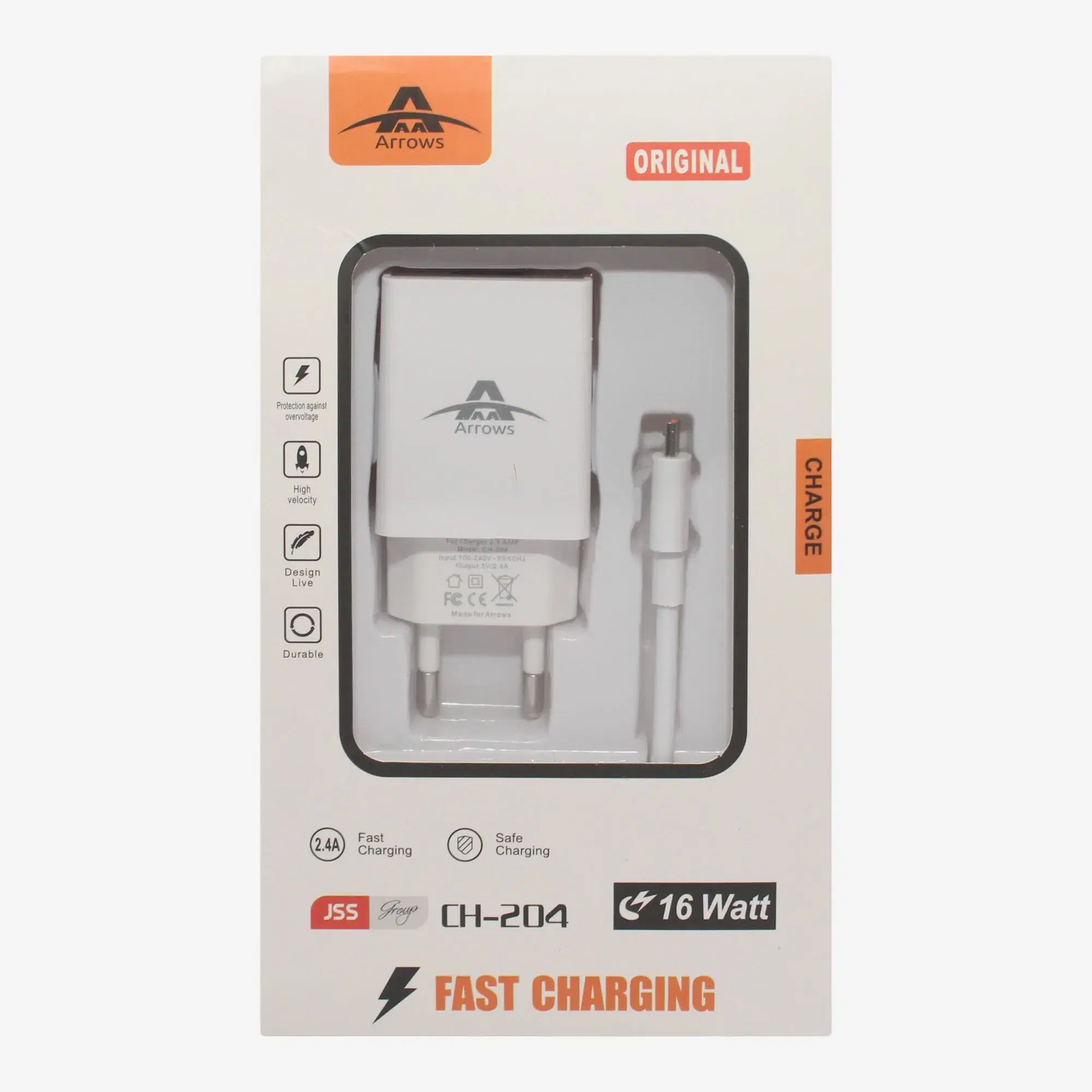 Arrows CH-204 Micro USB Fast V8 Charger || 6 months Warranty