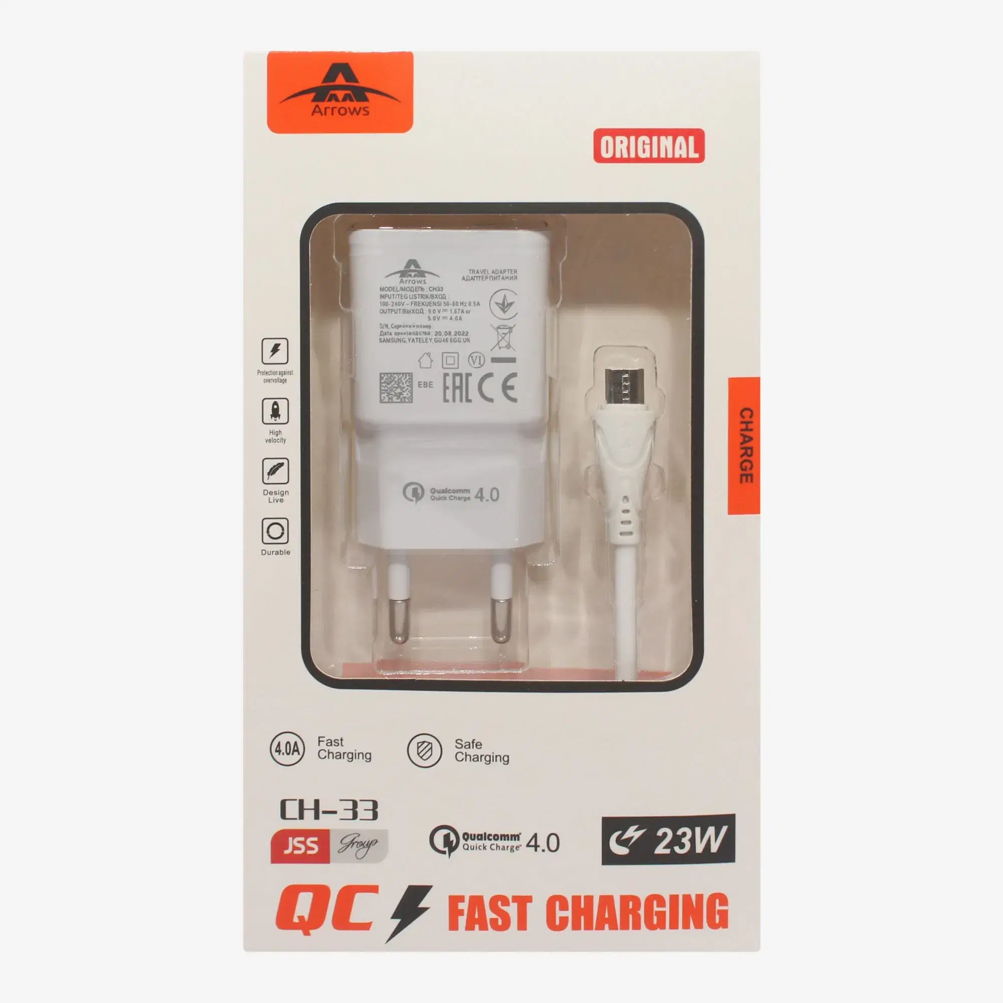 Arrows CH-33 Type-C Fast V8 Charger || 6 months Warranty