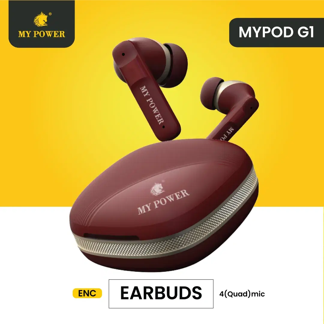 My Power Earbud MyPod G1 ENC, 50hr, Brown Color