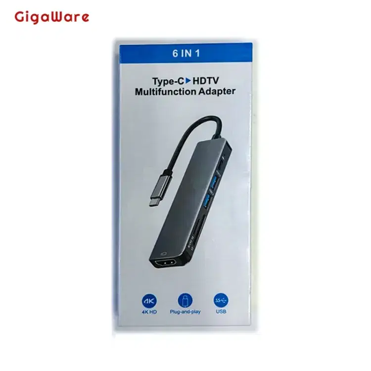 Gigaware 6 in 1 Type C Hub Multifunctional HDMI Adapter USB Hub