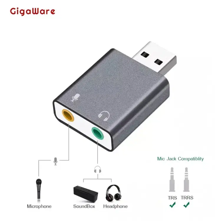 External USB Sound Card 7.1 Microphone-in Audio-out USB Splitter Soundcard
