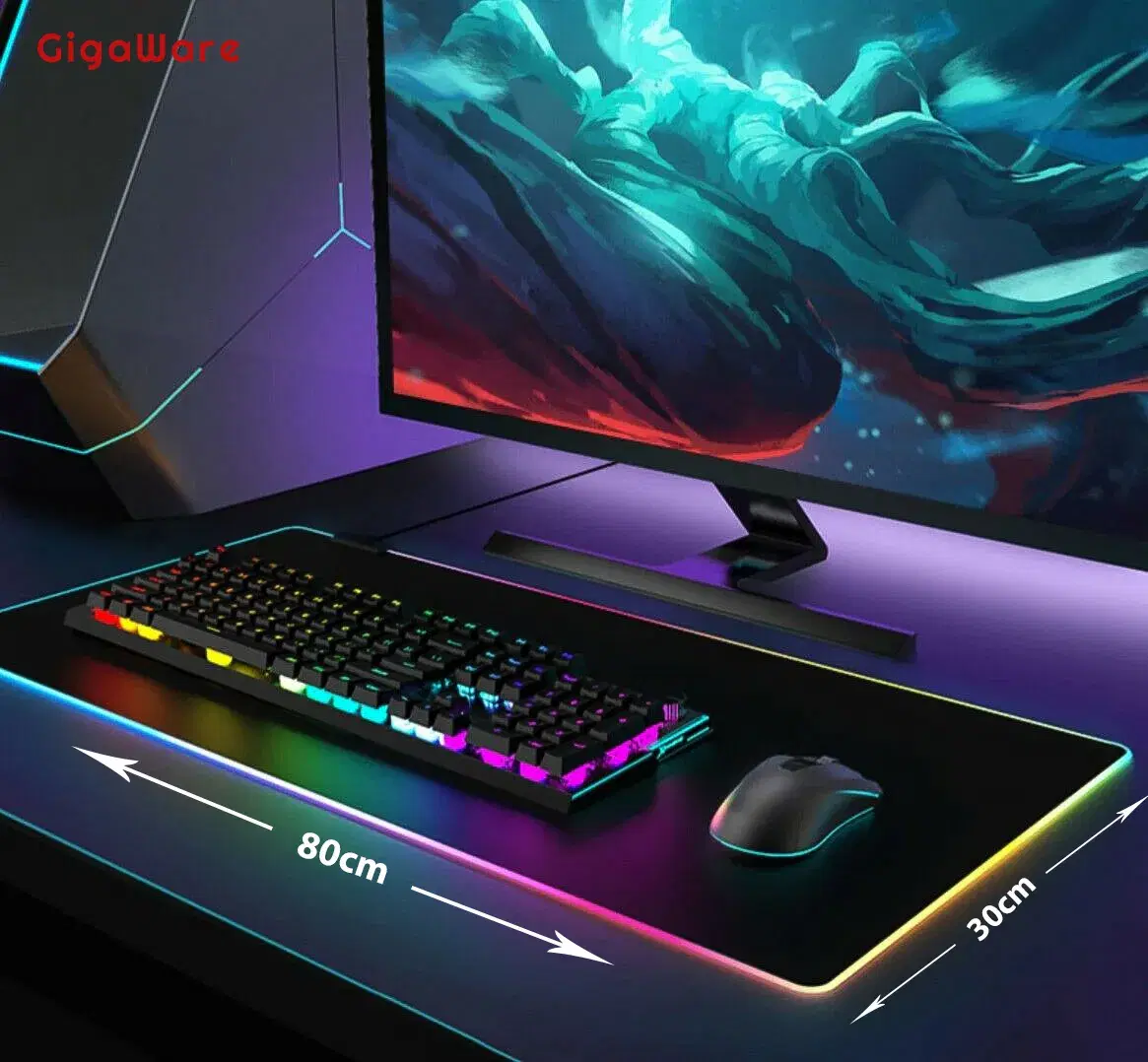 Gigaware Extra Large Chroma LED Gaming RGB Mousepad - 80cm