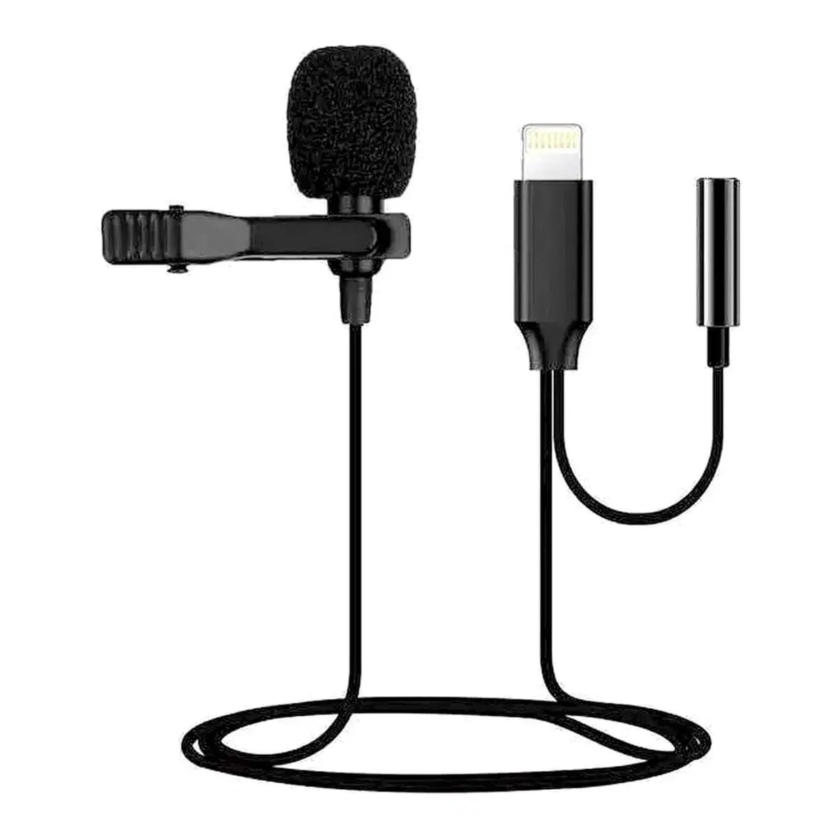 2 in 1 Lavalier Microphone for iPhone Mic Lightning with Audio Monitor Jack