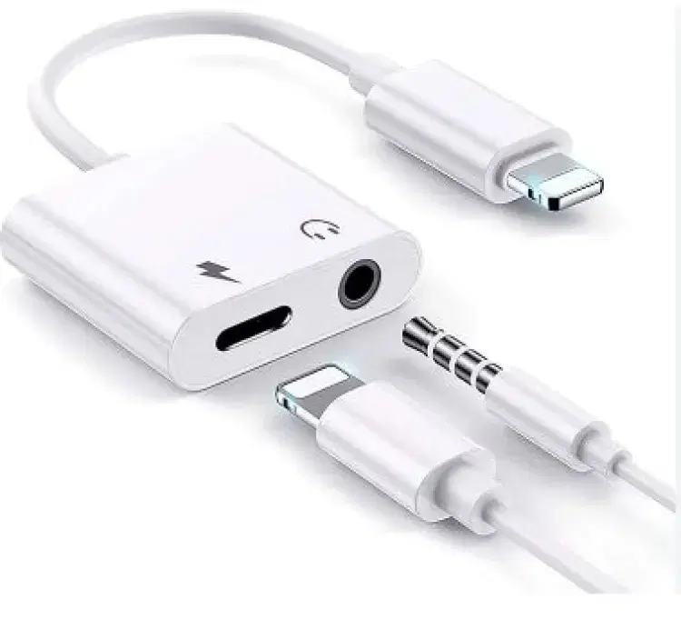 HOCO DUP05 2 in 1 Lightning to 3.5mm Earphone Audio & Charger Splitter Adapter
