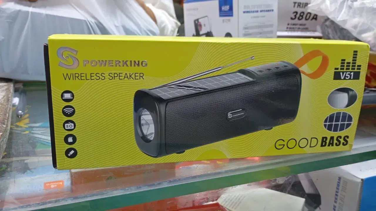 Powerking V51 Wireless Speaker good bass Solar radio Light