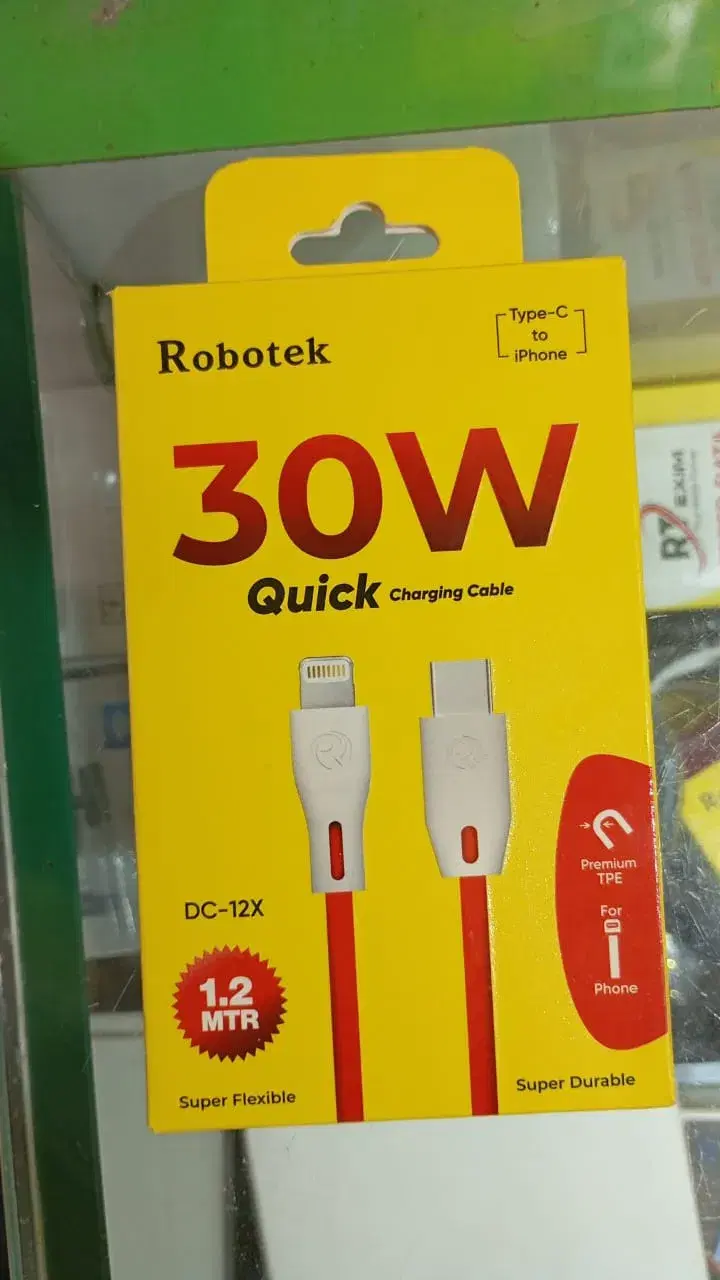 Robotek DC-12X Type-C to Iphone 30W Quick Charging Data Cable 1.2 Meter