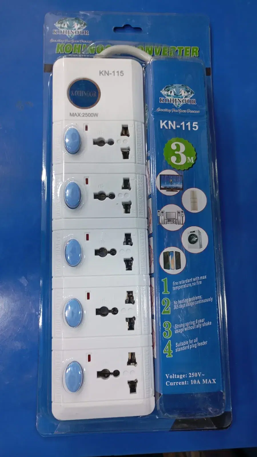 Kohinoor KN-115 5-Socket Multi-Plug Max-2500W 3 Meter