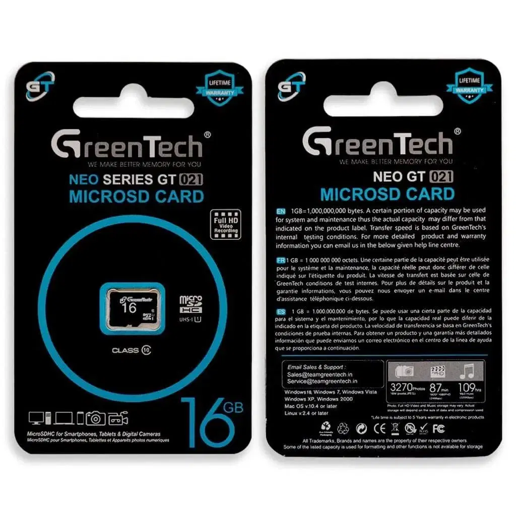 Green Tech 16GB Micro SD Memory Card by Robotek