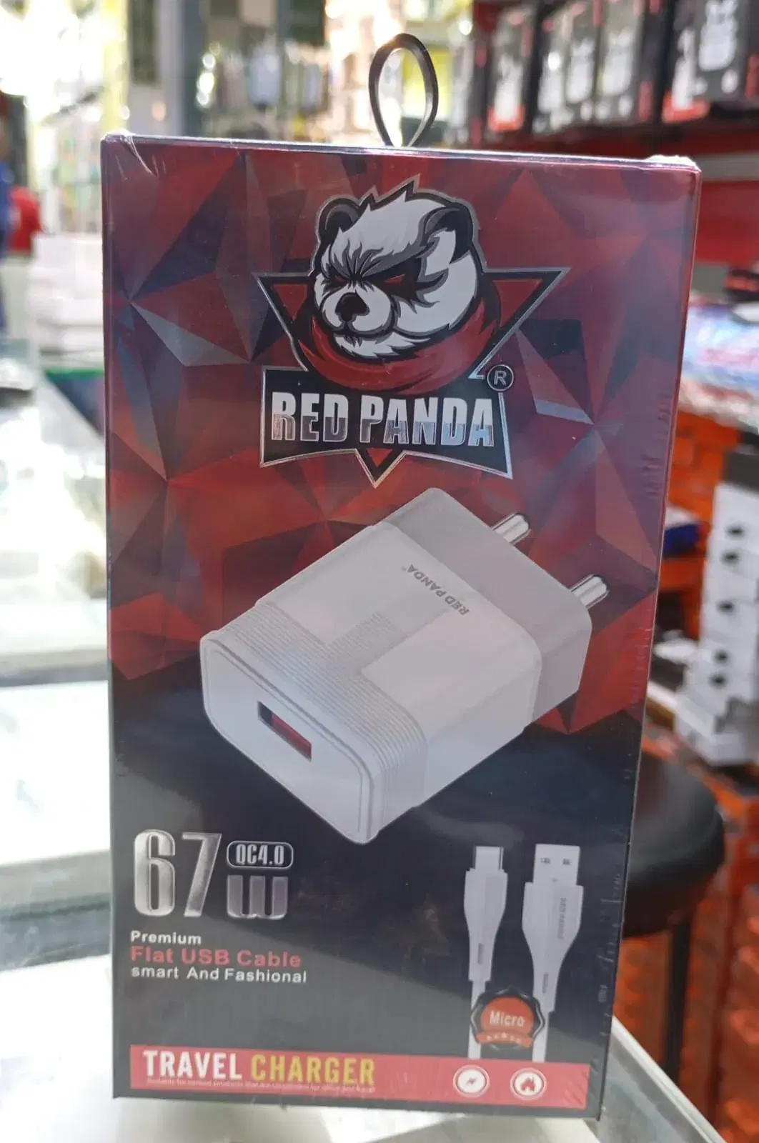 Red Panda 67W QC4.0 Adapter Charger and v8 cable