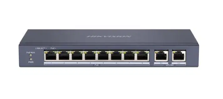 Hikvision Dual Uplink, DS-3E0310P-E/M 8 Port Fast Ethernet Unmanaged POE Switch