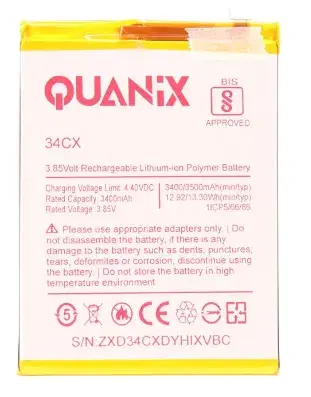 Quanix Rechargeable Li-ion Polymer 3500 mAh Battery For TECHNO SMART 3+ / 34CX