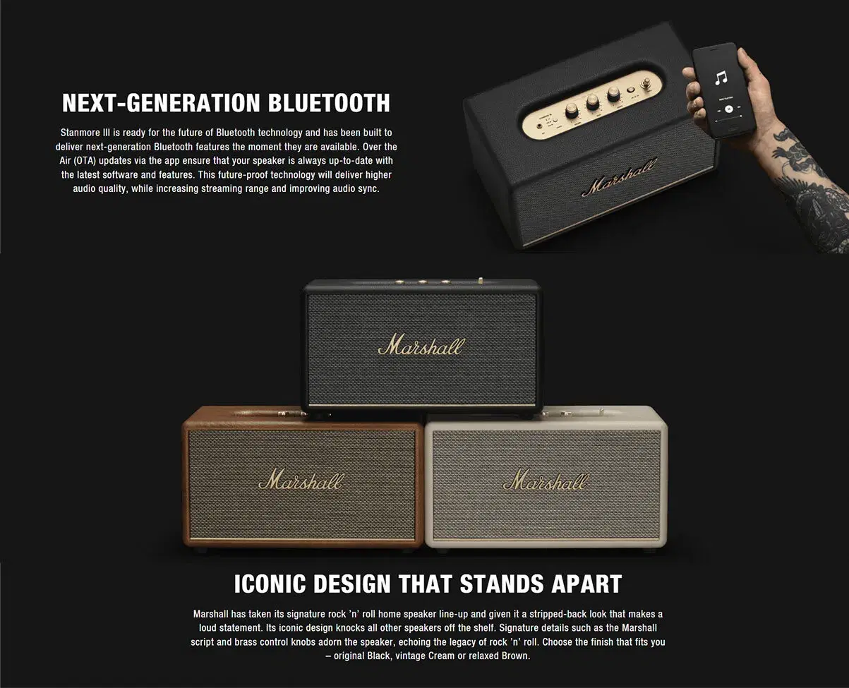 Marshall Stockwell II Wireless Portable Bluetooth Speaker - Black & Brass