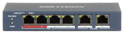 Hikvision Dual Uplink, 4 Port Fast Ethernet POE Switch DS-3E0106P-E/M