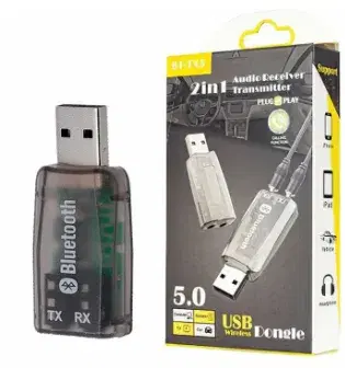 BT-TX5 2 in 1 BT 5.0 Audio Receiver Transmitter Wireless Mini Adapter Stereo Music Transceiver AUX USB Wireless Dongle 3.5mm Jack for TV PC Car Kit Plug & Play