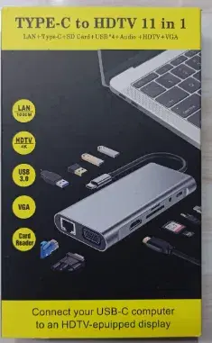 USB C Hub,11 in 1 Type C to 4K HDTV Multiport Adapter Hub