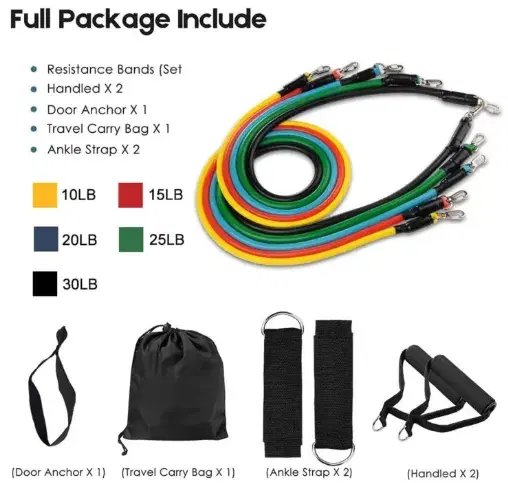 11 In 1 Power Resistance Band Home Gym Equipment/Exercise Bands