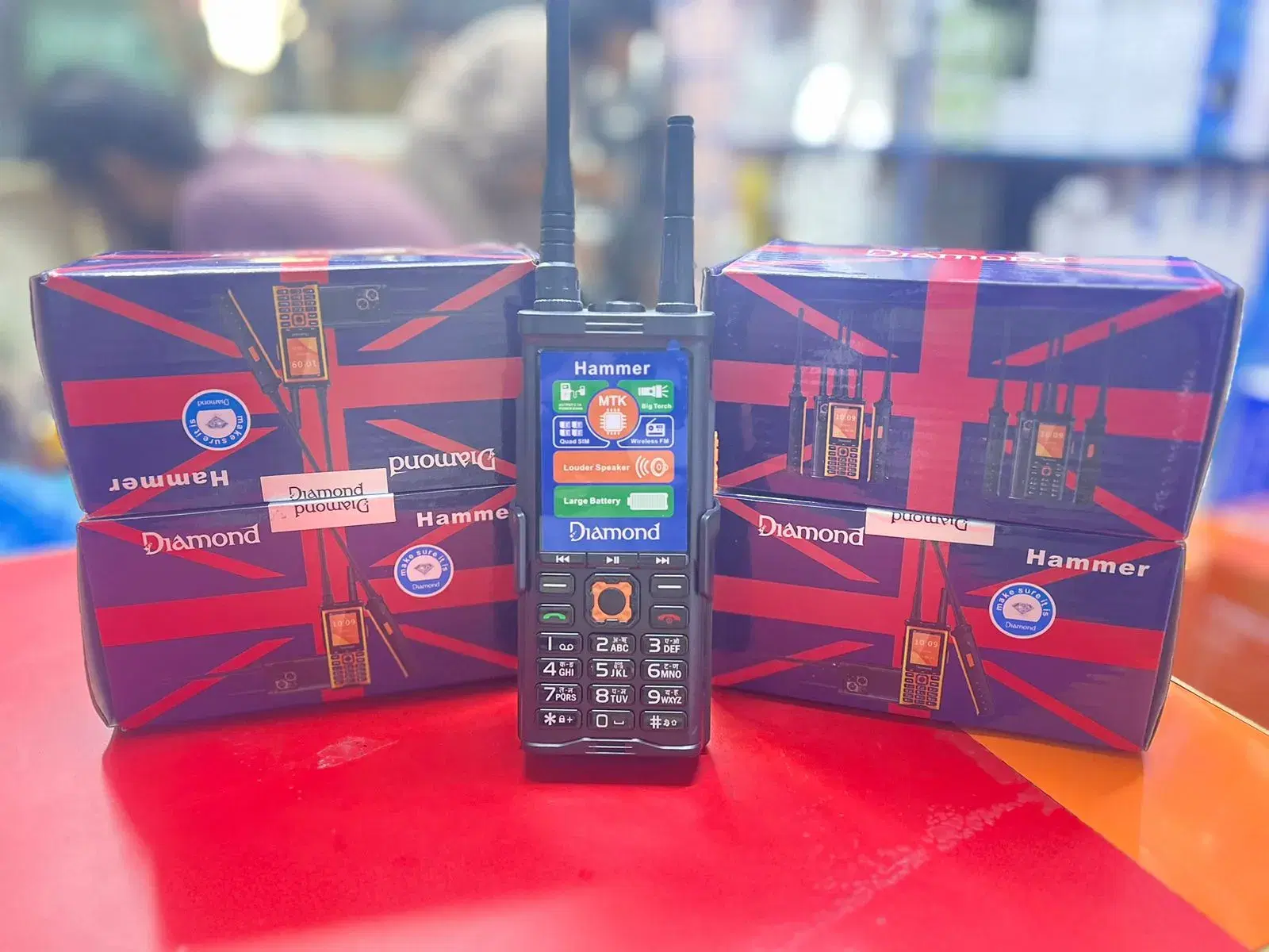 Diamond Hammer Mobile | 4 Sim Support | Company warranty | Big Torch | W Fm Radio | Big Battery