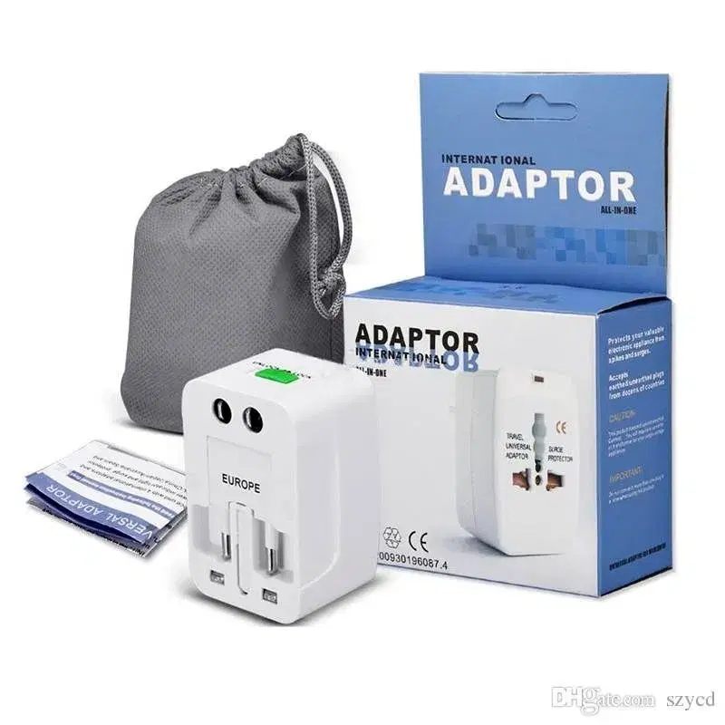 Universal Travel Adaptor All in One UK/US/AU/EU/CA Multi Plug - White