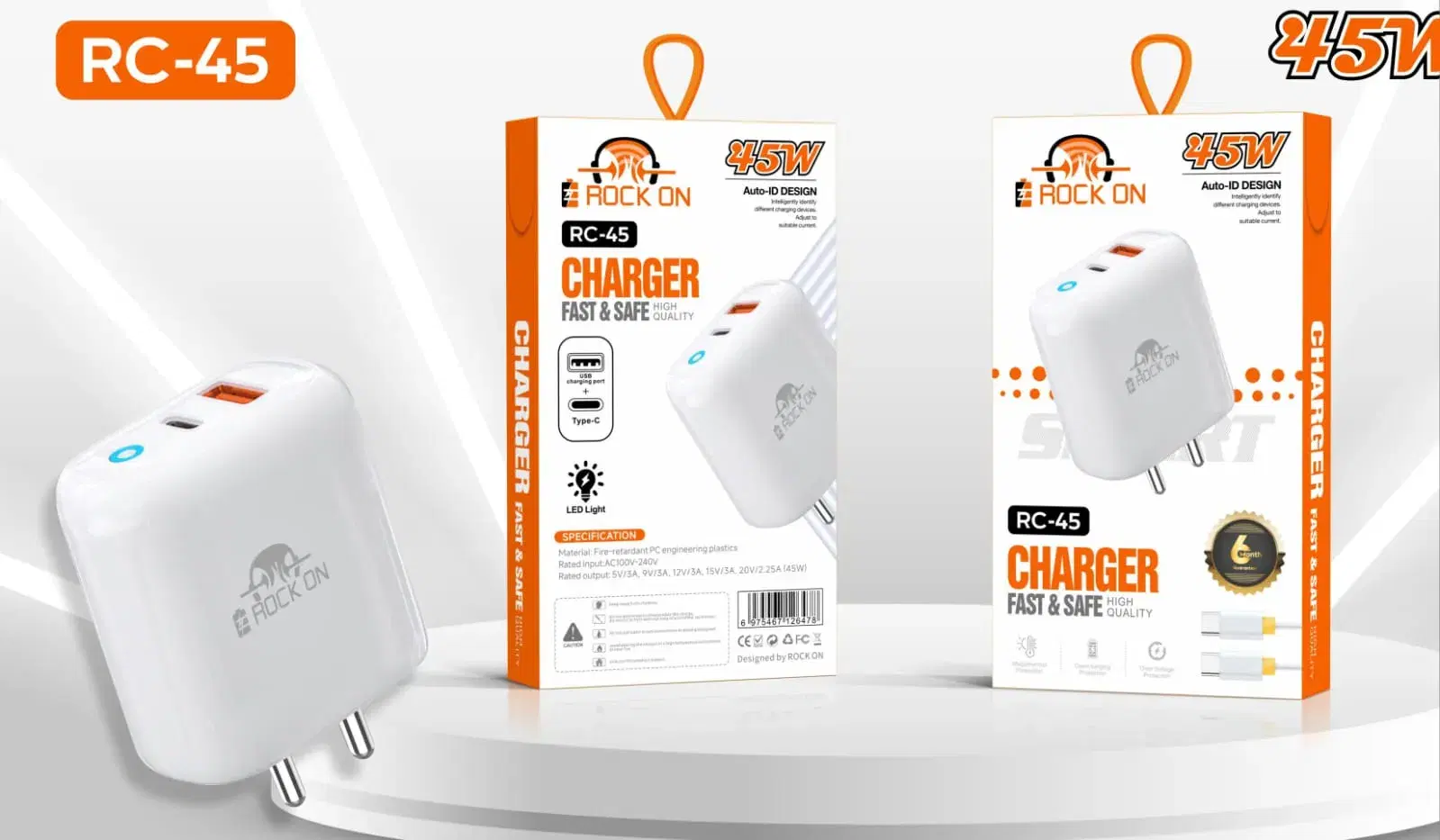 White Rock On RC-45 AUTO-ID Swift Charger PD 45W
