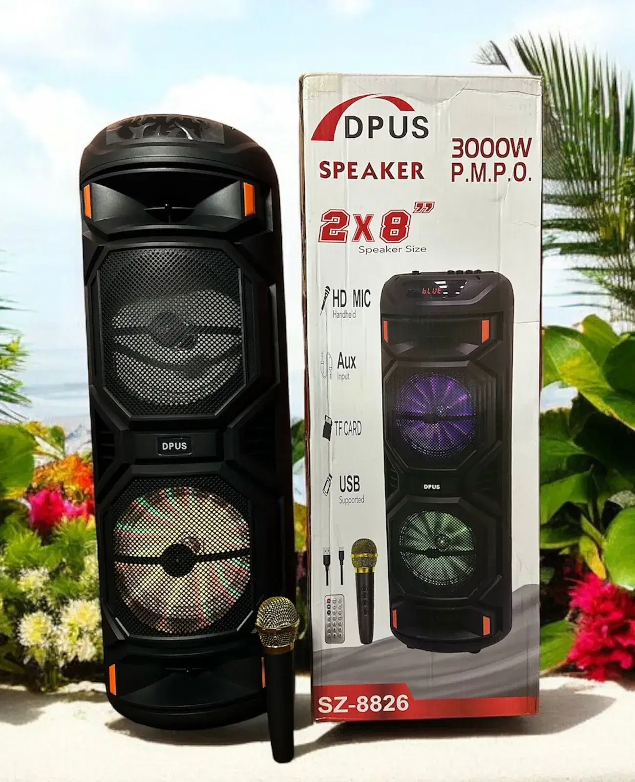 SZ-8826 Cheap price party dual 8 inches karaoke speaker with flash lights