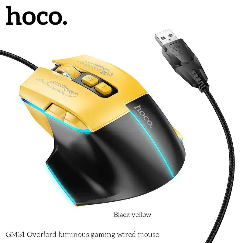 HOCO GM31 Overlord luminous gaming wired mouse