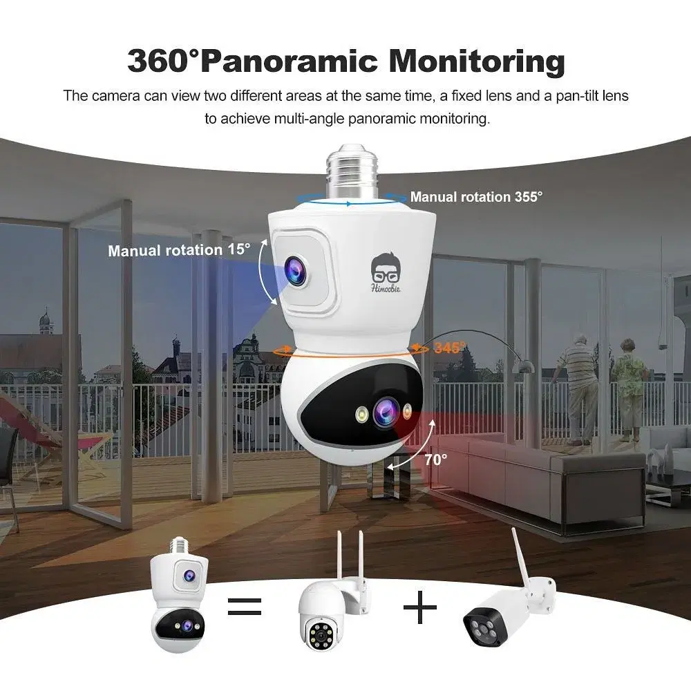 Himoobie 4MP HD Dual Lens Dual Camera CP8 Bulb Camera