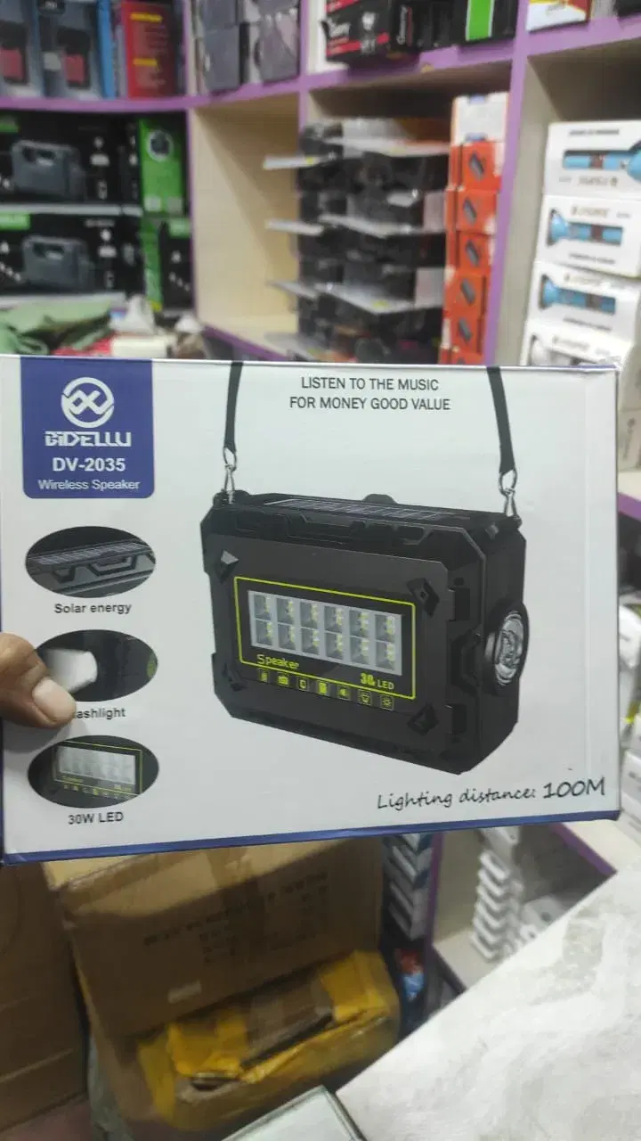 DV2035 Wireless Bluetooth Speaker | Solar Energy, Flashlight and 30W LED Light Speaker