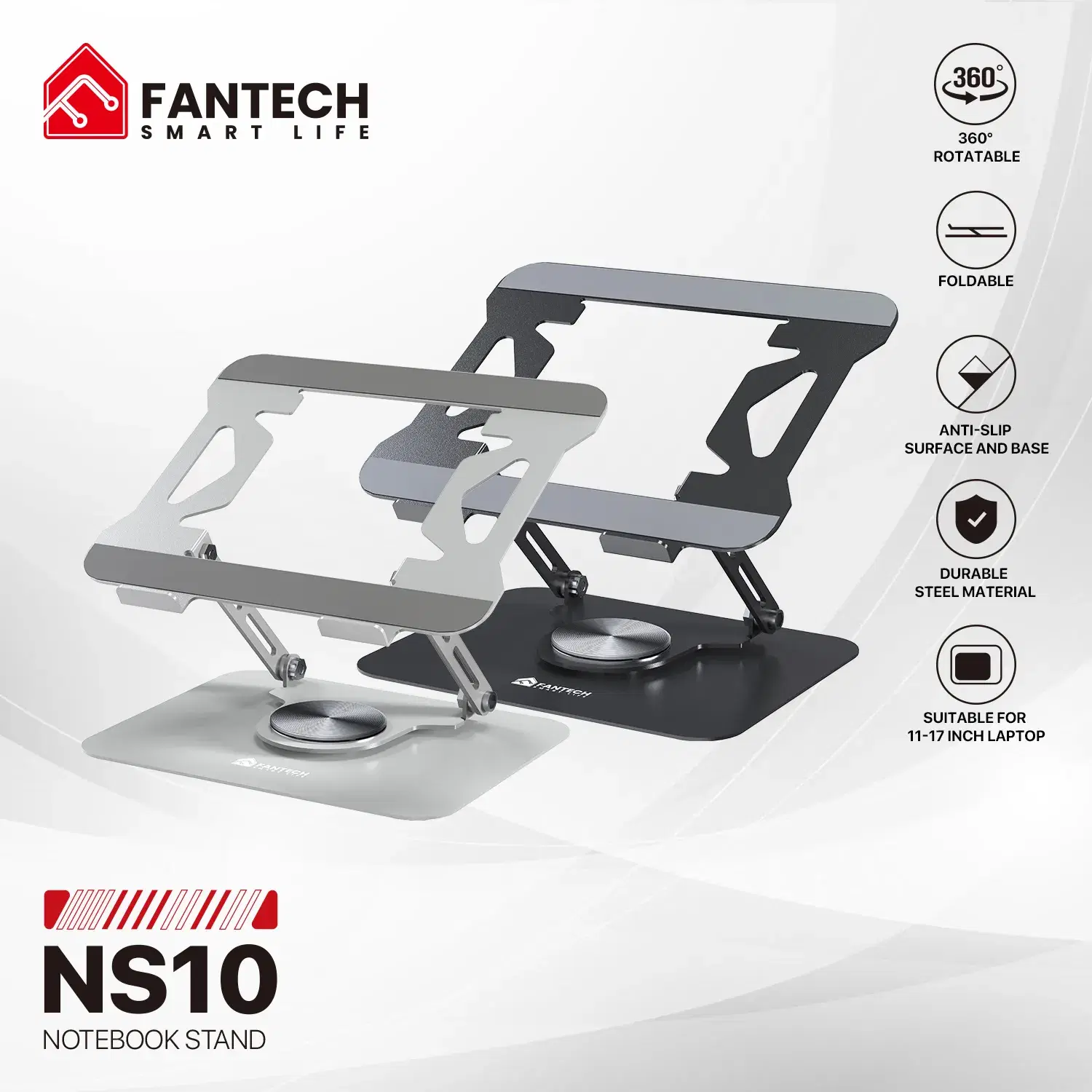 Fantech NS10 Notebook Stand Adjustable Metal Laptop Stand or Desk Portable Laptop Riser Holder