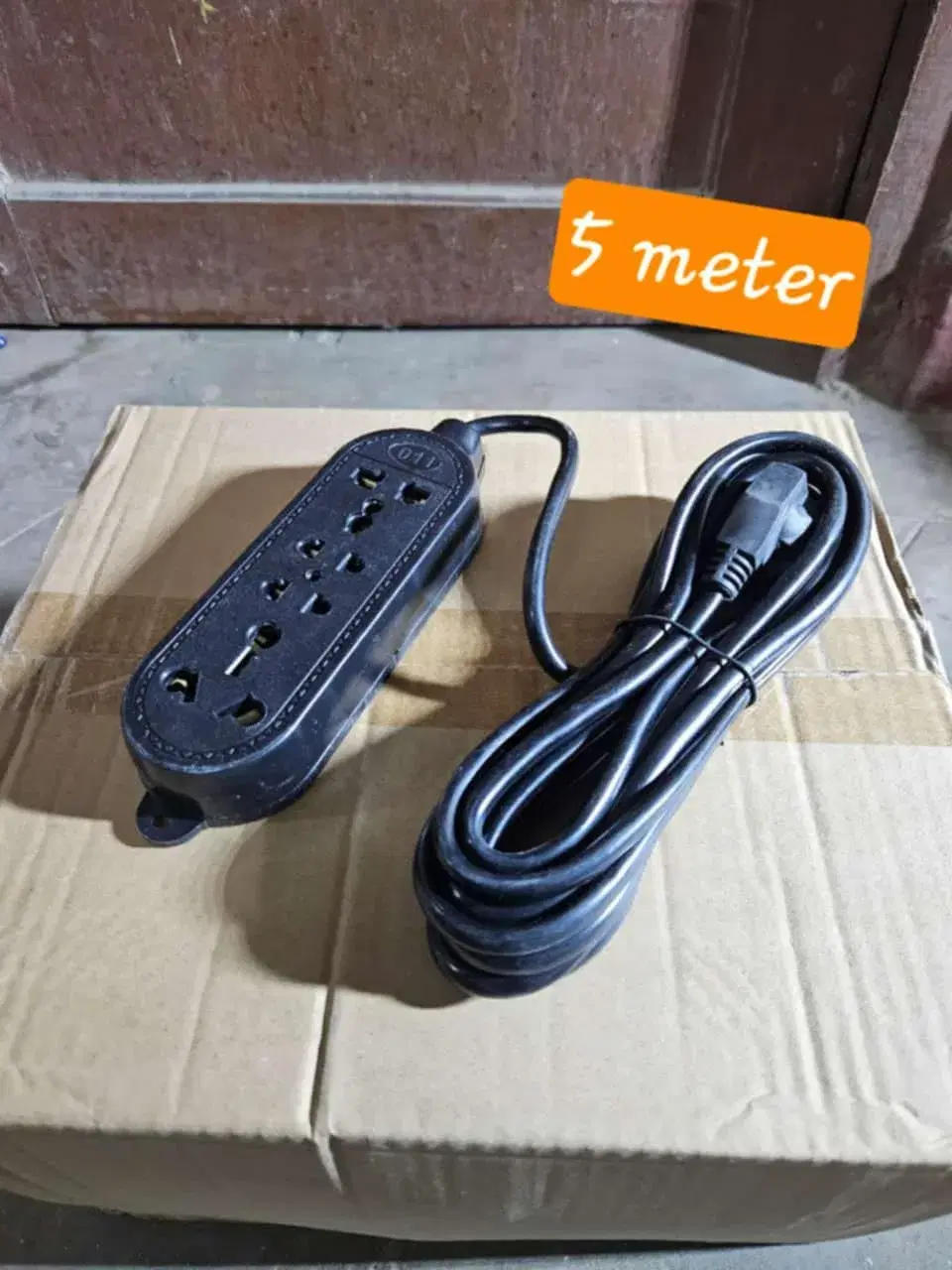 Black 5 meter Wire Multiplug- 4 Socket Extension Board