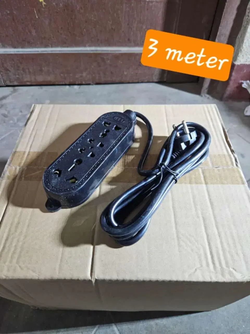 Black 3 meter Wire Multiplug- 4 Socket Extension Board