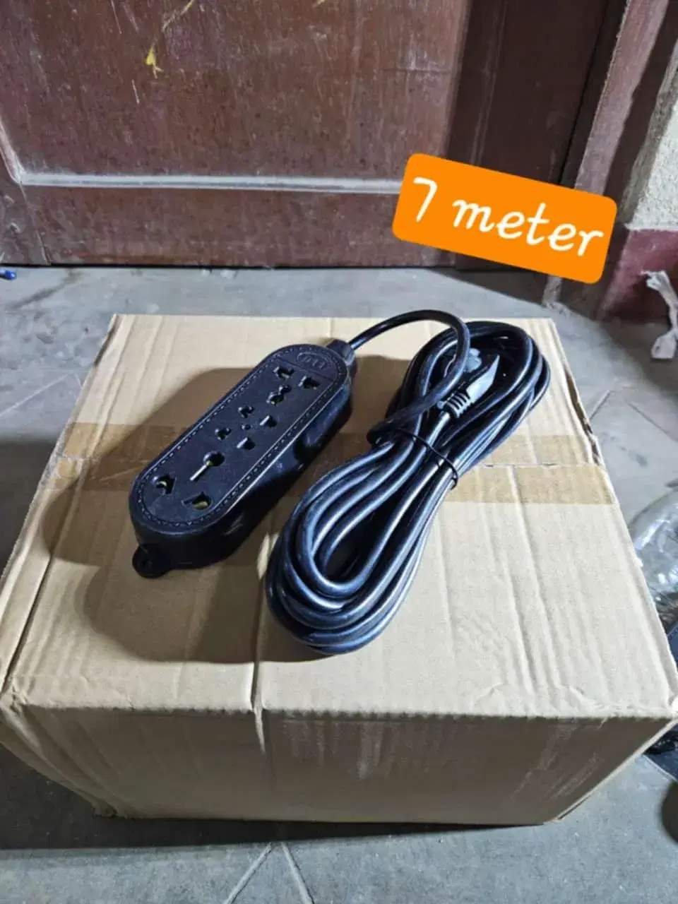 Black 7-meter Wire Multiplug- 4 Socket Extension Board