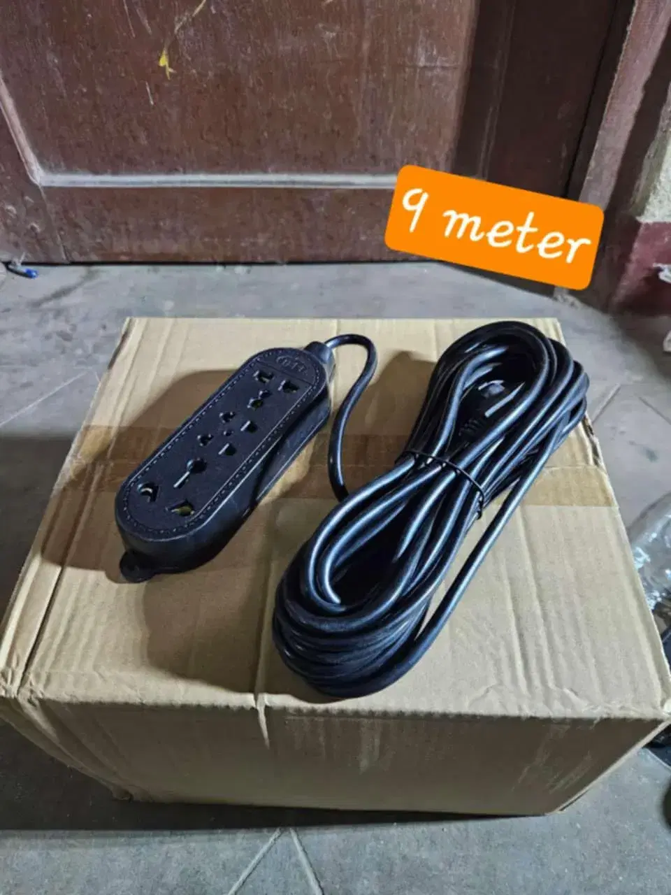 Black 9 meter Wire Multiplug- 4 Socket Extension Board