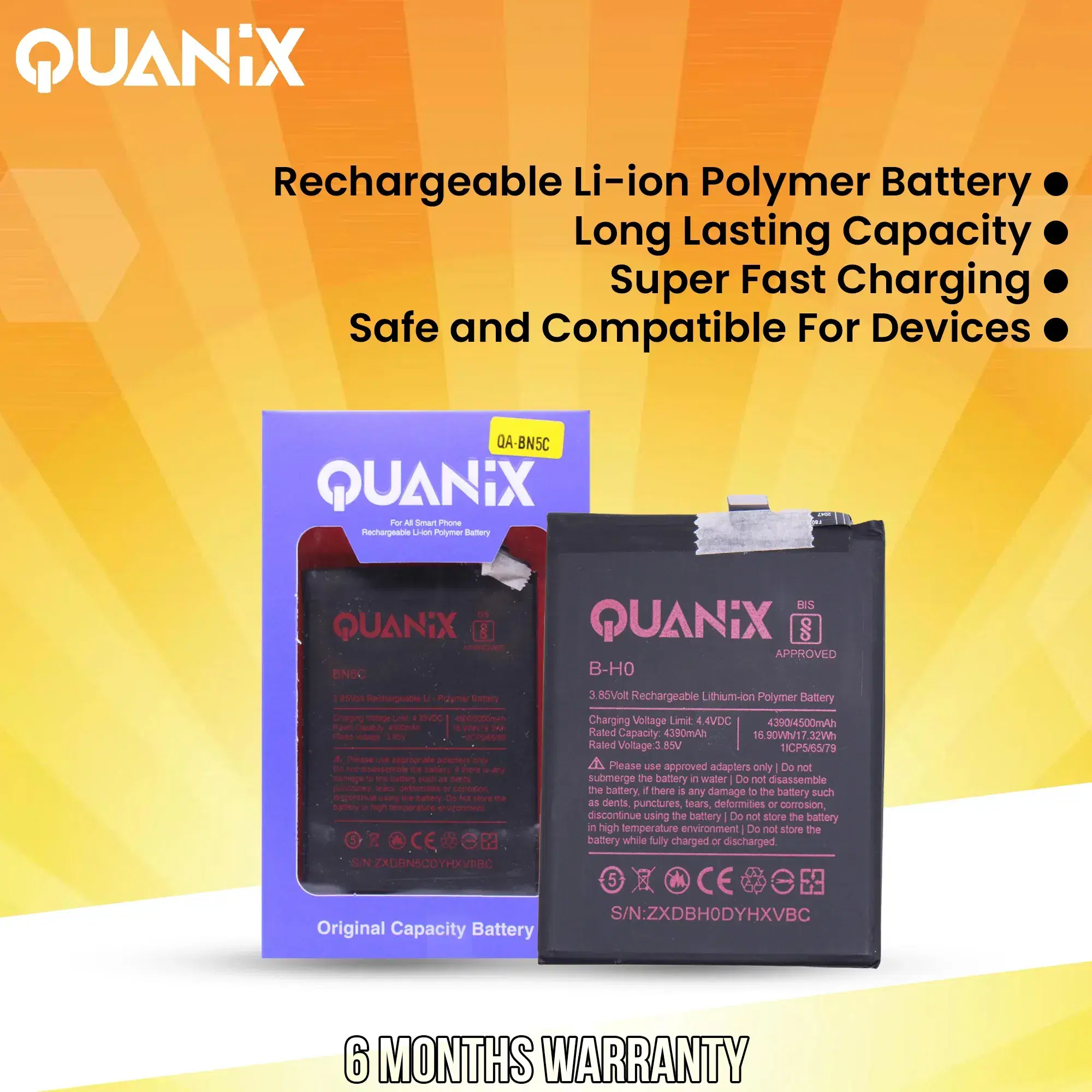 Quanix Rechargeable Li-ion Polymer 3800 mAh OnePlus 1+7T / BLP743 Battery