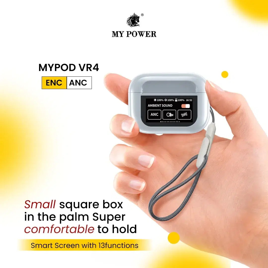 Mypod vr4 | MYPower Touch Screen earbuds | Wireless Earbud | Digital Display Earbud | TWS Earbuds | ANC Earbuds | ENC Earbud | Bluetooth version 5.3 Earbuds |True Wireless Earbuds| Smart Touch Control | Large Playtime | Clear sound Quality earbuds