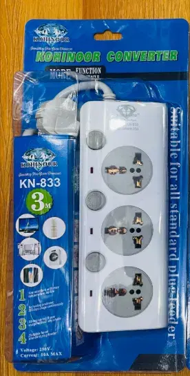 KN-833 3 Pin Way KOHINOOR Converter | 3 Meter Multiplug