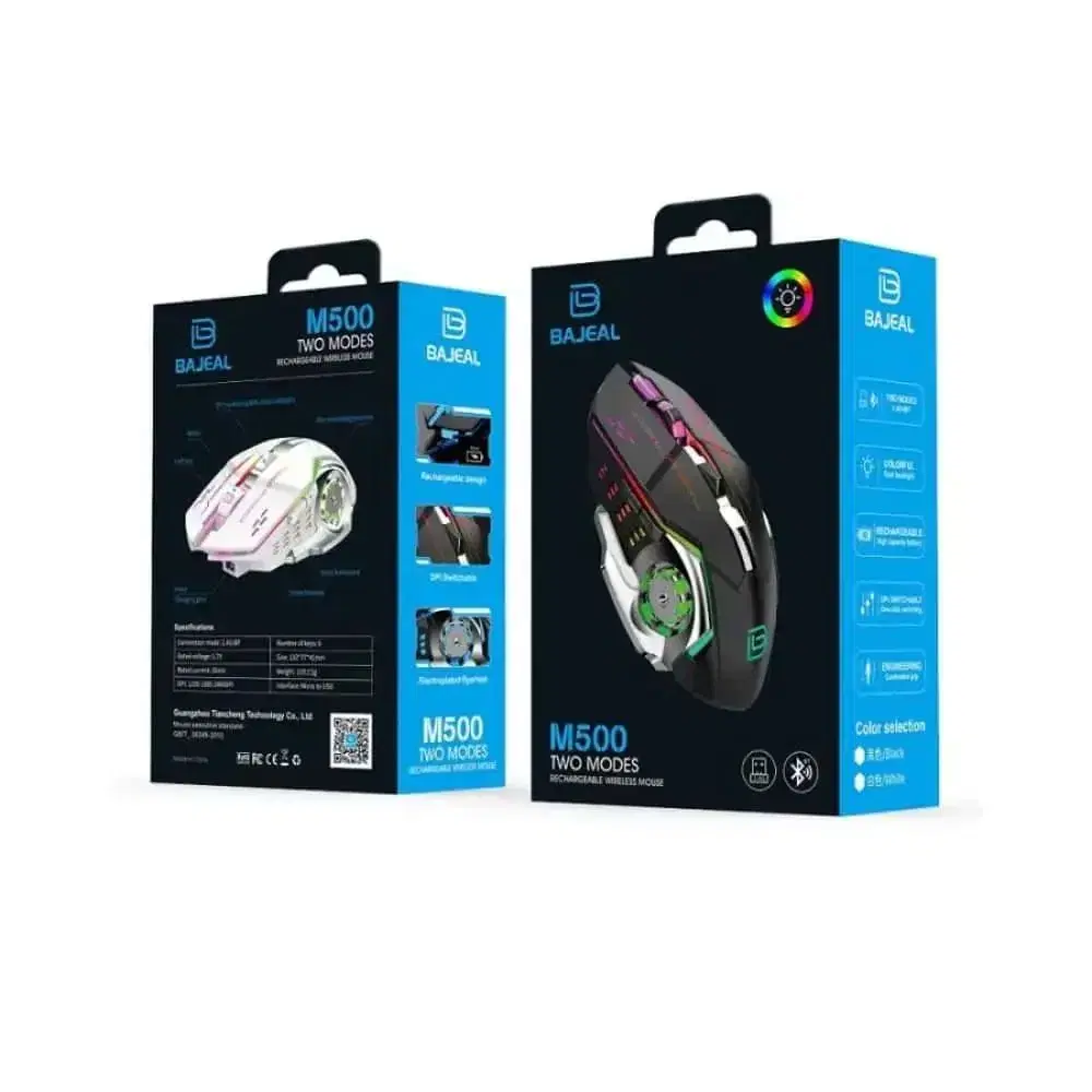 BAJEAL M500 LED Wireless Mouse Ergonomic Bluetooth 2.4G Dual Mode Rechargeable Gaming Mouse