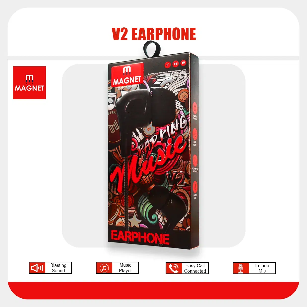 Magnet earphones | Pap King v2 Earphone | wired Earphone | 3.5mm jack