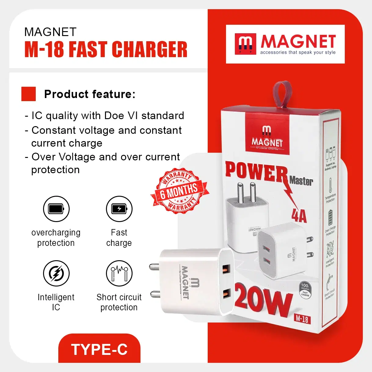 Magnet charger | Type c | M-18 20W fast Charger |