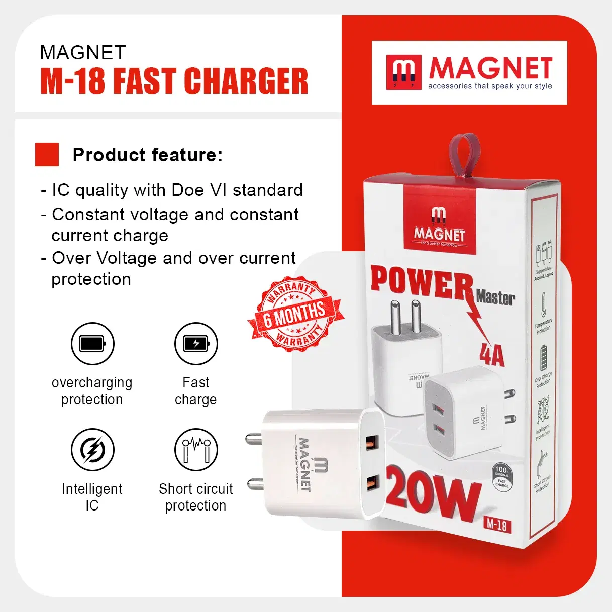 Magnet charger | Micro usb | M-18 20W fast Charger |